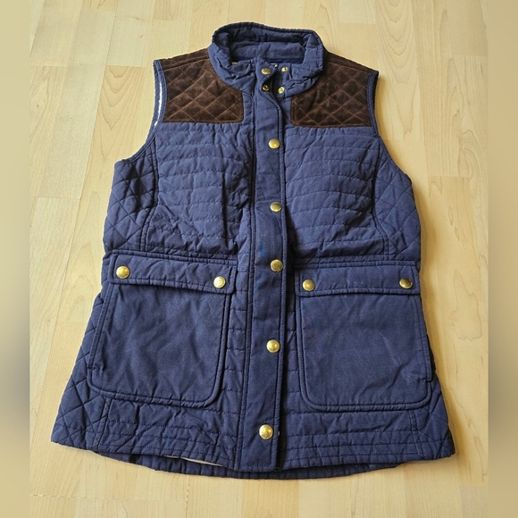 Vineyard Vines Navy Blue Suede Quilted Hunting Vest Size X-Small - Picture 2 of 12